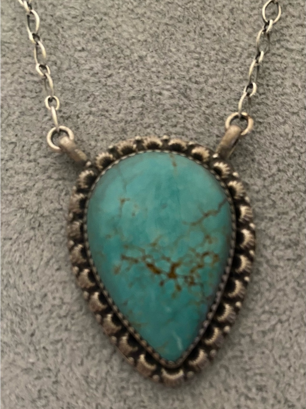 Native American Made Mine 8 Turquoise Teardrop Necklace - Women Jewelry